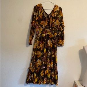 70’s style floral style empire waist dress